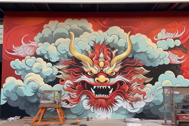 商业工装彩绘墙绘