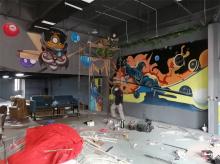 商业工装彩绘墙绘